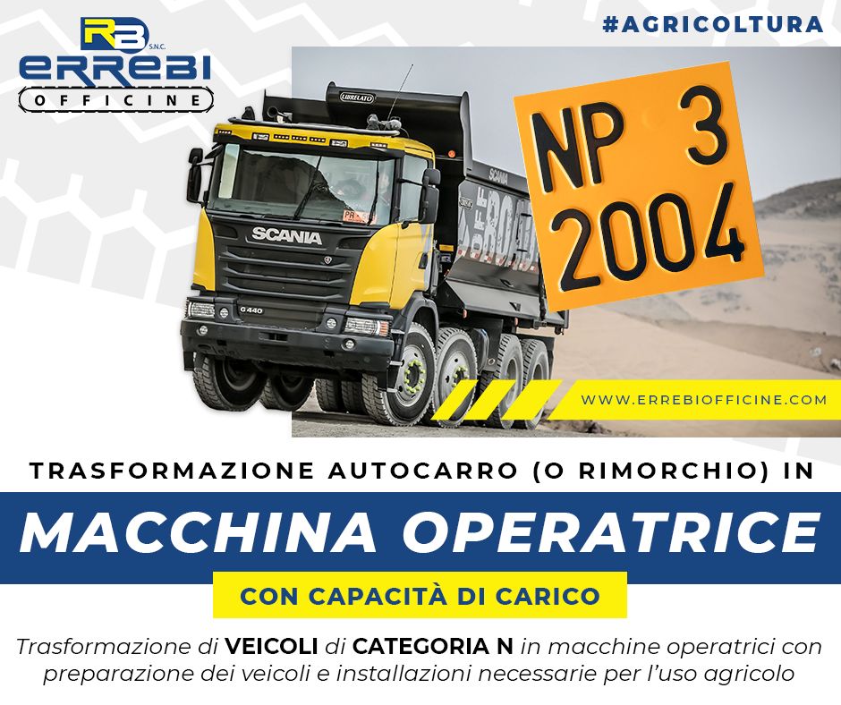 TRASFORMAZIONE AUTOCARRO (O RIMORCHIO) IN MACCHINA OPERATRICE