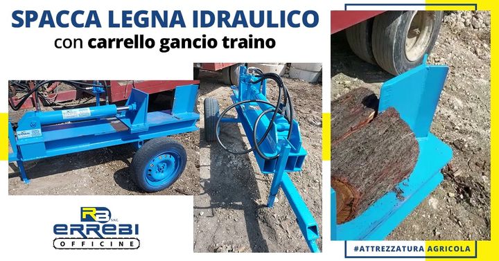 Errebi Officine Alcamo realizza #spaccalegna #idraulico con #carrello #gancio #traino, attrezzatura agricola che serve per tagliare tronchi per poi utilizzarli per diversi scopi.