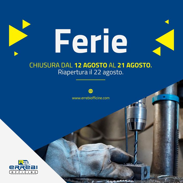 🔹 Chiusura per #ferie 🔹